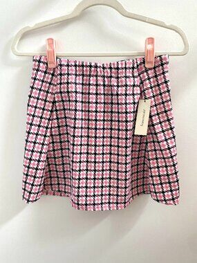 NWT Pink and Black Houndstooth Skirt - Francesca's Julie & Joy - Size Medium